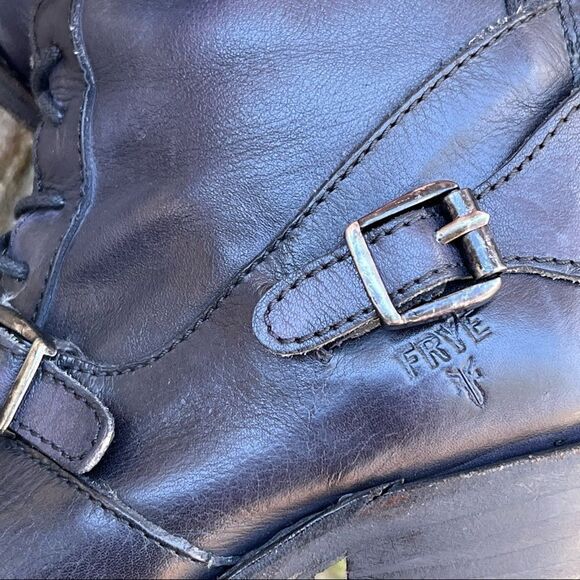 Frye Leather Sandra Tall Black Lace Up Riding/ Moto Boot 6M - Picture 9 of 10